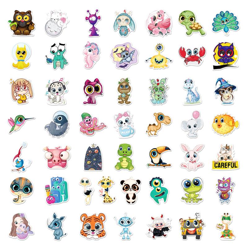 Cartoon Animal Pattern Decorative Stickers Set, 100pcs DIY Decoration For Scrapbooking, Stationary Crafts And Kids Room Wall Decor, DIY Decorative Accessories, Party Favor