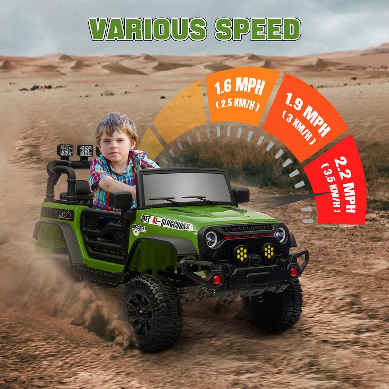 Qaba 12V Ride on Truck, Ride on UTV, Battery Powered Electric Car with Parent Remote, 4 Suspension Wheels, Music Horn LED Lights