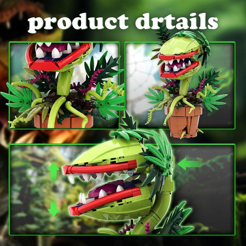 324PCS Little Shop of Audrey II Piranha Plant Flower Building Block Horrors Sets Christmas Halloween Model Gift for Adults TV Fans Gift