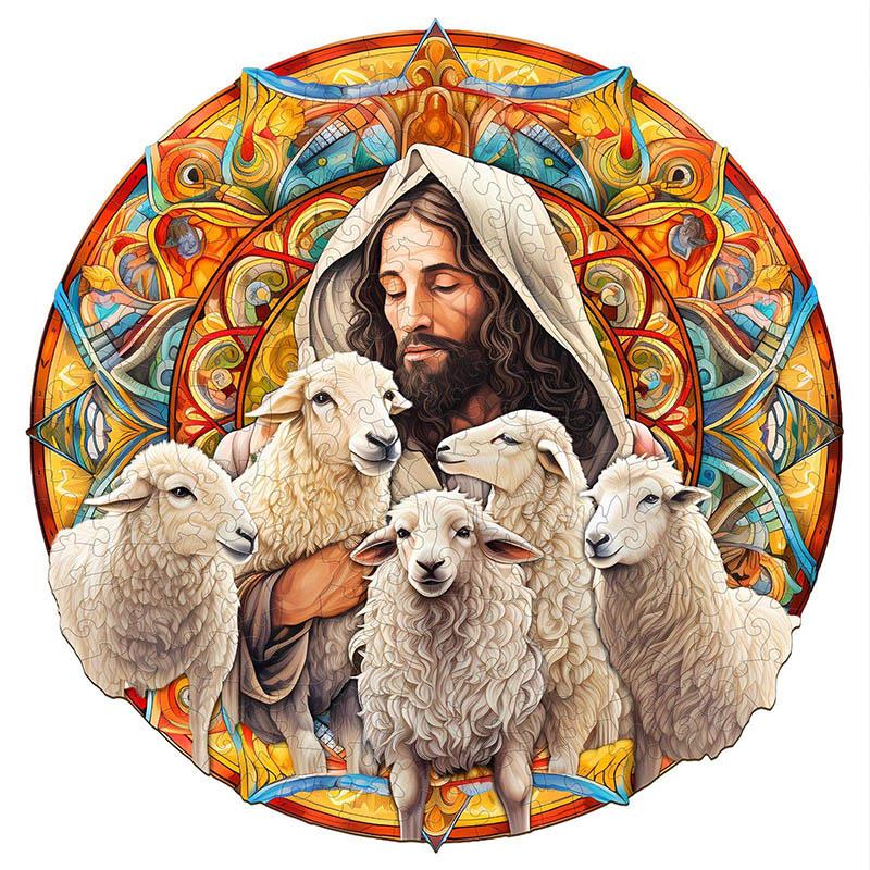 Jesus Shepherd Wooden Jigsaw Puzzle for Kids and Adults