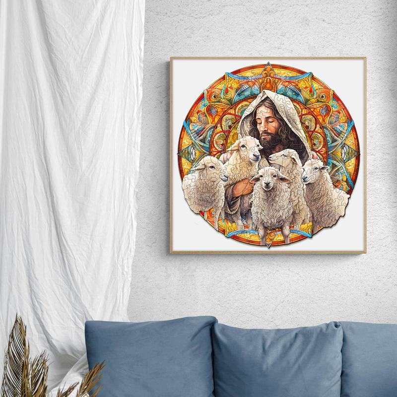 Jesus Shepherd Wooden Jigsaw Puzzle for Kids and Adults