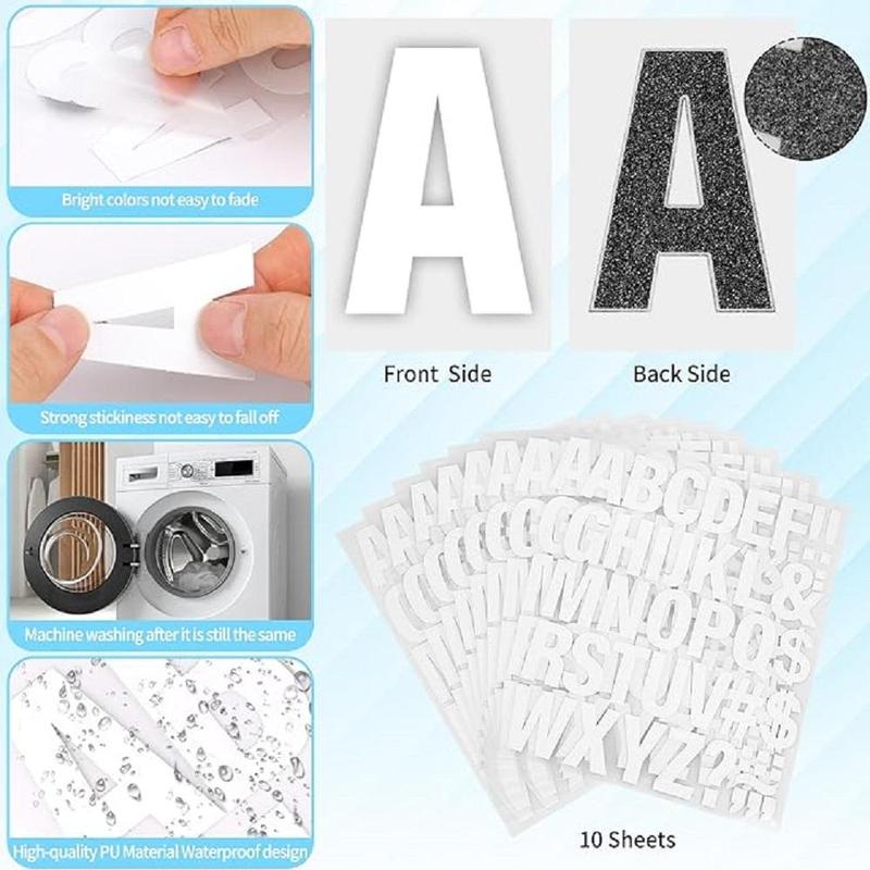 Iron on Letters for Clothing (10 Sheets), Heat Transfer Letter DIY Craft Supplies for Clothes, Jersey T-shirt Printing DIY Craft