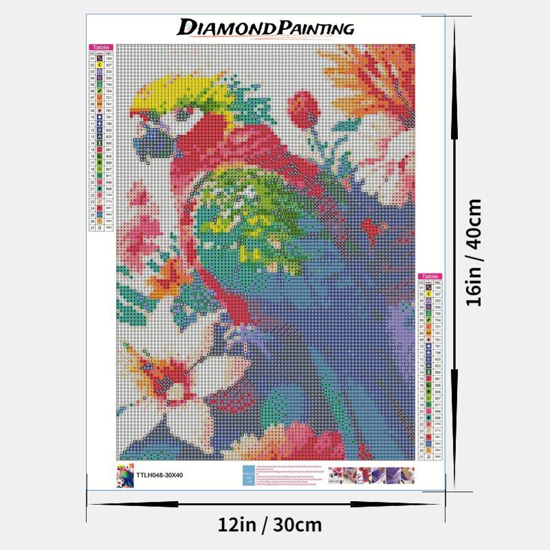 Parrot Pattern DIY Diamond Painting Without Frame, DIY 5D Diamond Painting Kit, Wall Art Decor