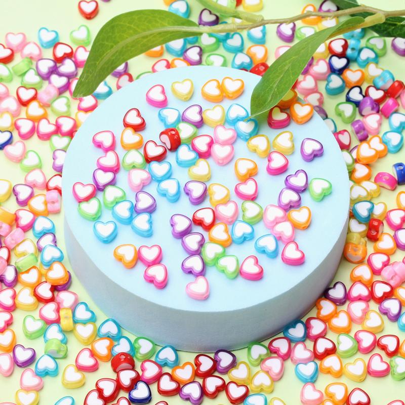 100 Pcs Heart shaped beads Acrylic Beads DIY Jewelry Accessories