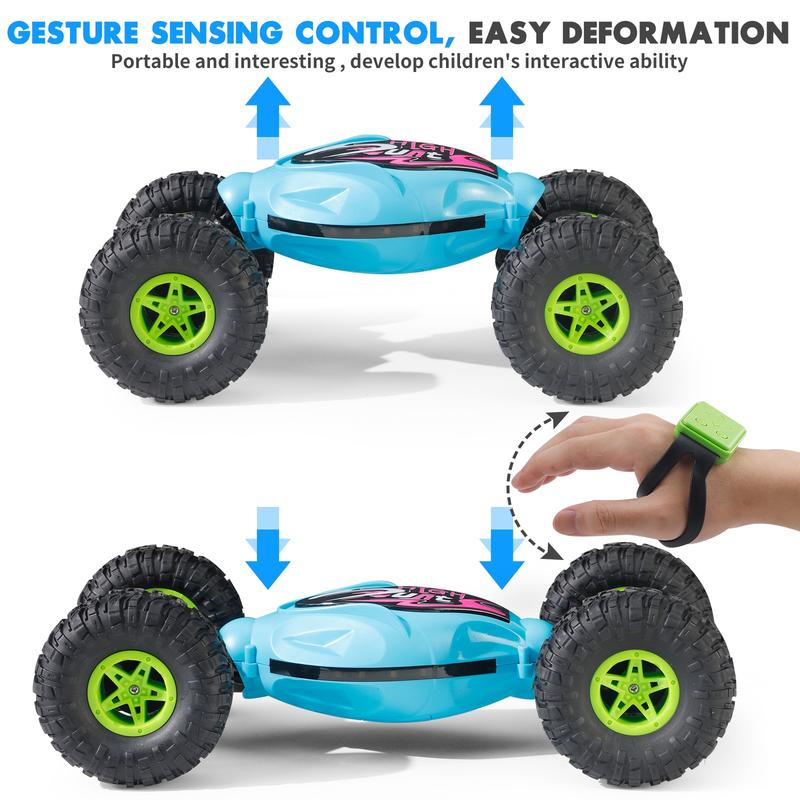 Gesture Sensing RC Stunt Car Toy - Comes with a 2.4GHz remote control, supporting multi-directional twisting and rotating, 4WD design, and off-road transforming features, ideal for extreme driving adventures on all terrains.