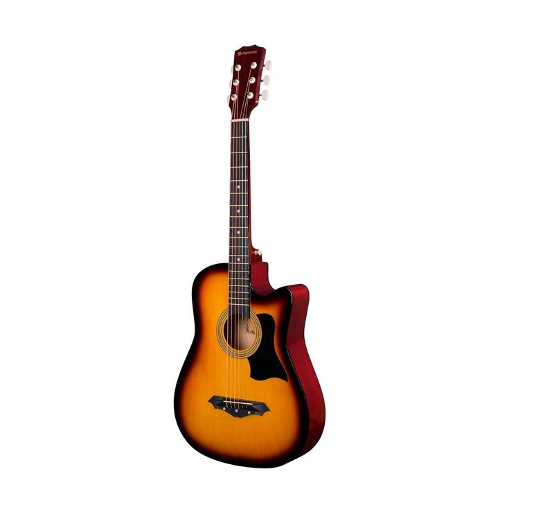 38 inch sunburst beginner acoustic guitar kit,bundle with a strap with picks holder,digital tuner, set strings, capo,cleaning cloth,6 picks,gig bag.(JG-38C,3TS)