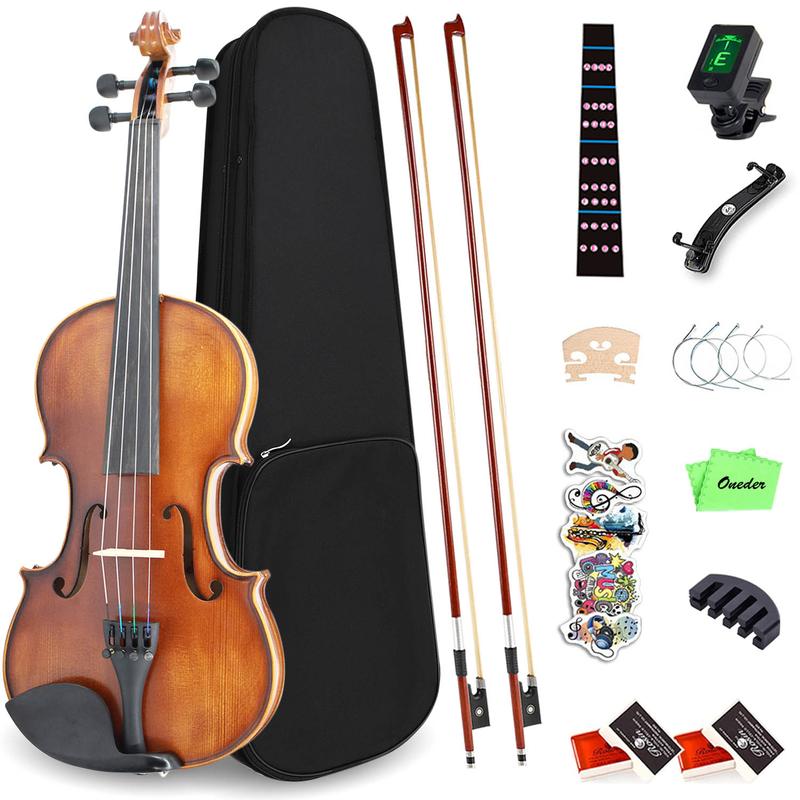 Oneder Premium Violin Set for Adults Performance - Vintage Fiddle for Beginners with Hard Case, Bow, Shoulder Rest, Rosin, Tuner, Extra Bridge Strings