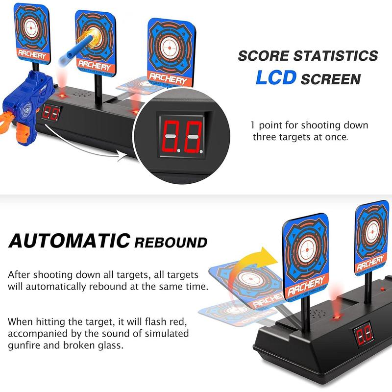 KKONES Electric Scoring Auto Reset Dart Toy Gun for Nerf Guns, Shooting Toys for Age 3-6+ Years Old Kids