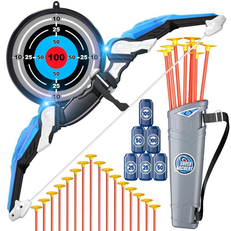 Archery Toy Set,  Bow and Arrow Toyswith Light-up LED, Target & Quiver, Indoor & Outdoor Archery Toys Gifts