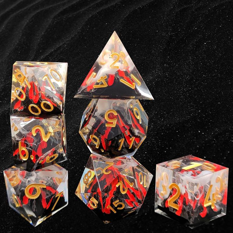 Multi Pattern Resin Dice Set, 7 Counts set Colorful Dice, Polyhedral Dice for D&D and Fantasy Games, Game Accessories for Men and Women