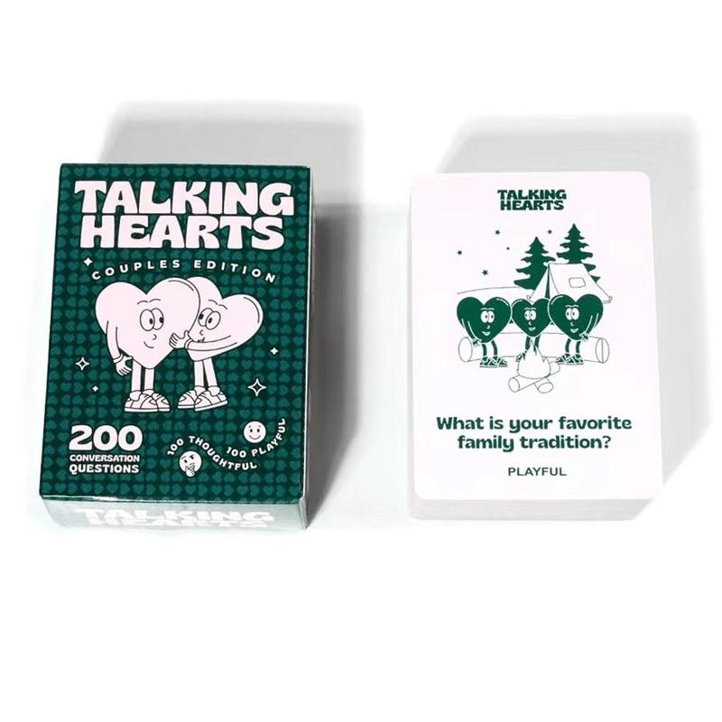 Talking Hearts Couple Card Game, 1 Box 202pcs Conversation Card, Fun Game for Couple, Lovers, Friends, Family