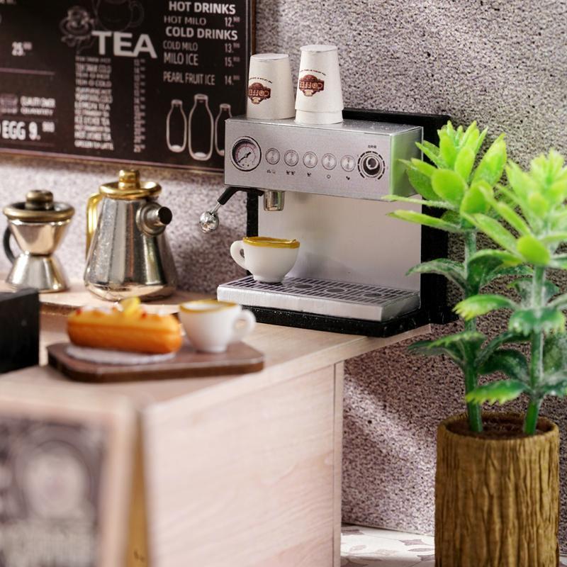 Coffee Shop DIY Wooden Miniature House Kit, 1 Box DIY Miniature Dollhouse Kit, 3D Puzzle, Birthday Gift for Teenagers and Adults