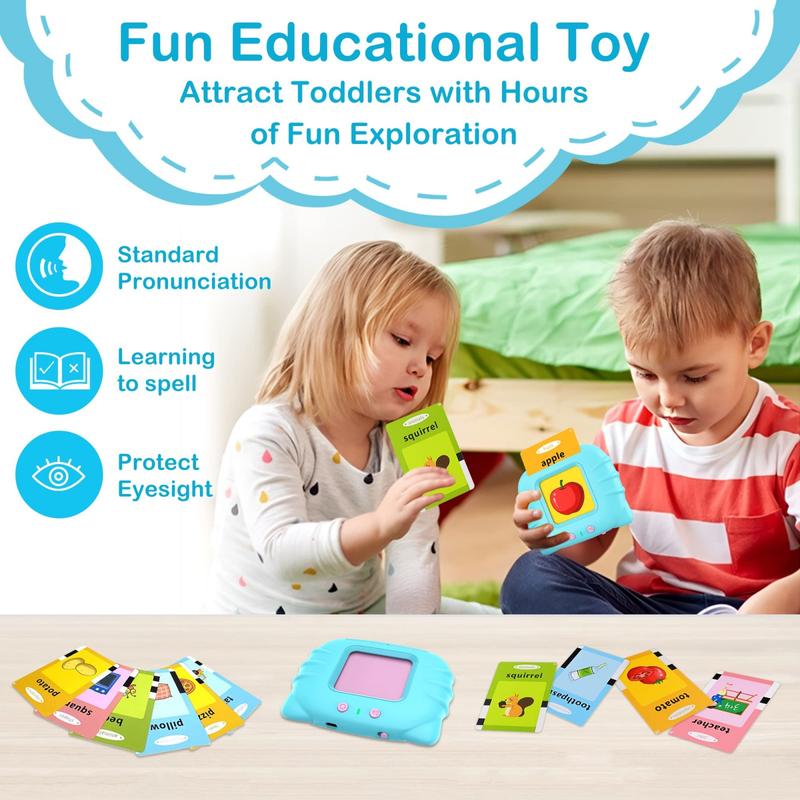 224 510 Words Alphabet Bilingual TalkingFlash Cards for 3-8 Years Toddlers, Pocket Speech Buddy Therapy AutismToyS, Kids learning materials Educational Learning InteractiveToy for Boys Girls Kids Gifts Blue learning cards