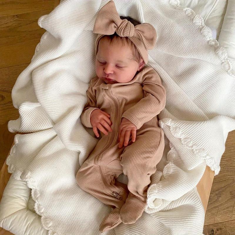 20 Inch Realistic Reborn Baby Doll with 3D-Painted Skin and Visible Veins, Soft Vinyl Limbs, Cloth Body, Sleeping Laura Newborn Gift for Girls