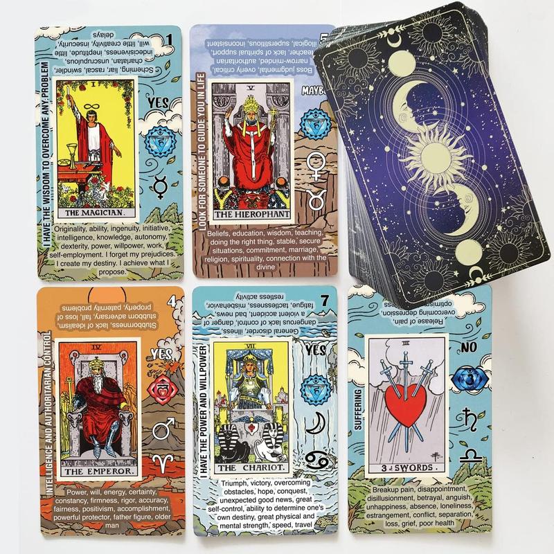 Tarot Cards for Beginners, Learning Tarot Deck, No Guide Book Needed, Tarot Cards with Meanings on Them