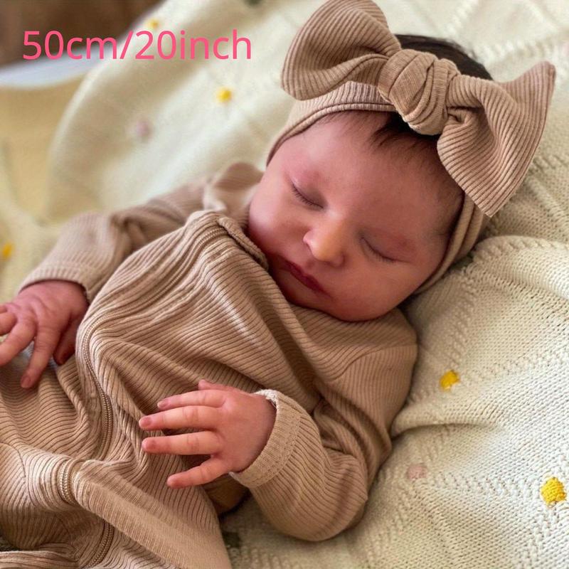 20 Inch Realistic Reborn Baby Doll with 3D-Painted Skin and Visible Veins, Soft Vinyl Limbs, Cloth Body, Sleeping Laura Newborn Gift for Girls