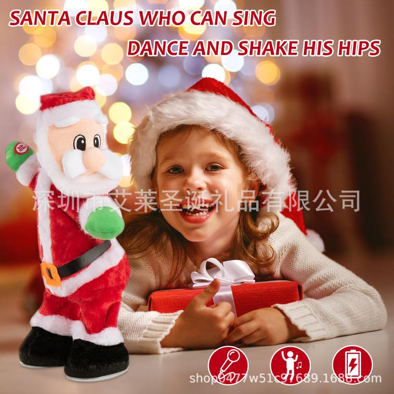 Creative Christmas Electric Singing Dancing Shaking Hip Twisting Butt Santa Claus, Cross-Border Hot Selling Electric Plush Saint