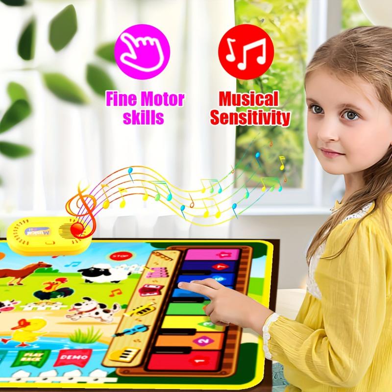 Piano and Drum Set Play Mat, Music Toy for Girls Boys, All Toy, Holiday Gift, Christmas and Halloween Gifts, Random Color