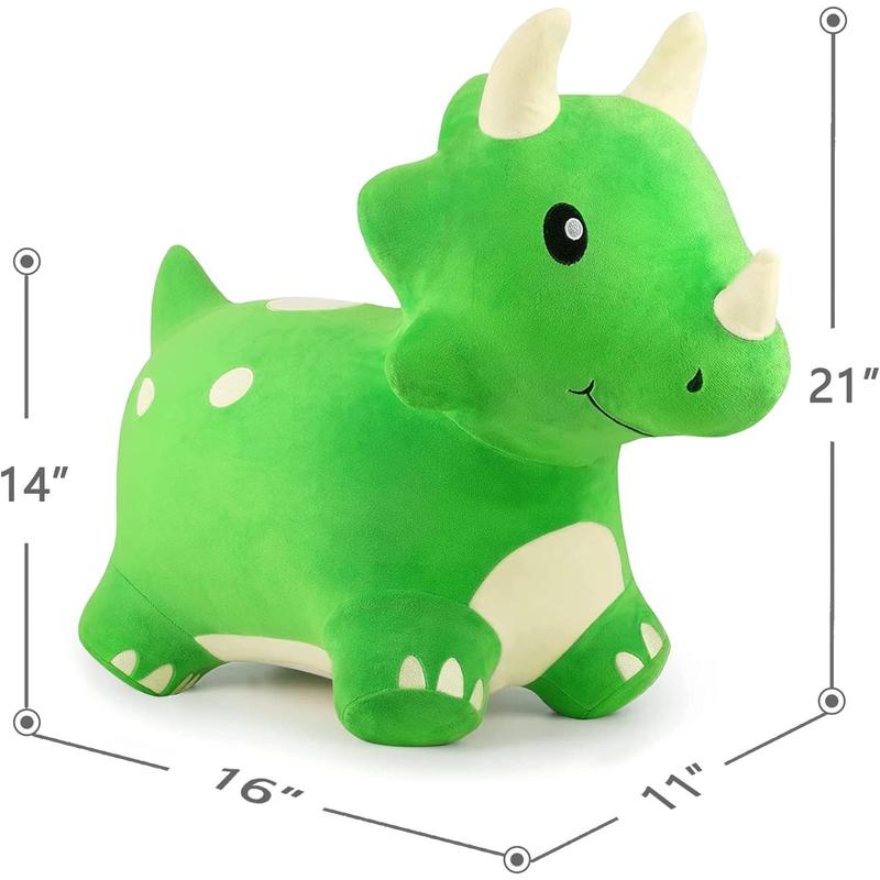 IPlay, ILearn Bouncy Pals Dinosaur Hopper Toy 2 Year Old Boy, Toddler Plush Bounce Animals, Ride On Bouncing Triceratops For Kids, Outdoor Hopping Horse Bouncer, Cool Birthday Gifts 3 4 5 6 Yr Girls