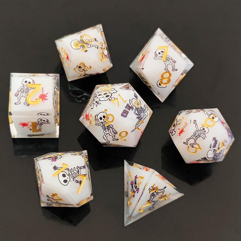 Multi Pattern Resin Dice Set, 7 Counts set Colorful Dice, Polyhedral Dice for D&D and Fantasy Games, Game Accessories for Men and Women