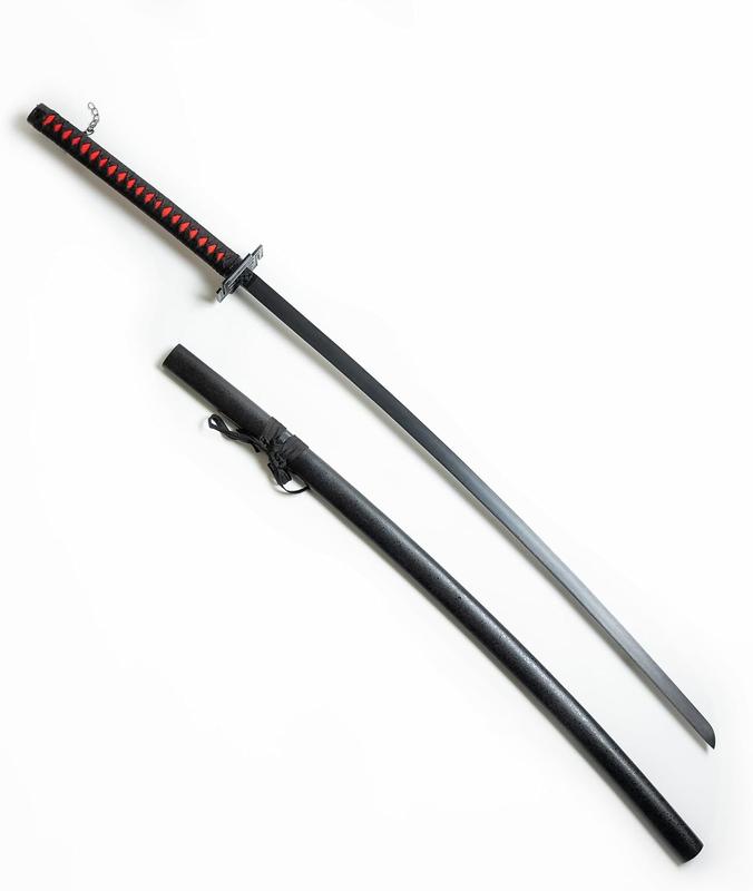 Kurosaki Ichigo Sword 41 Inc No Sharp Cosplay Porp Katana Shark 1065 Carbon Steel Black Blade With a Stand