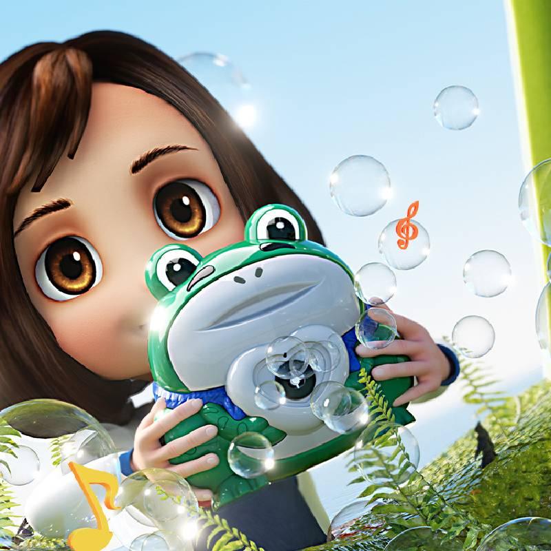 Electric Frog Bubble Machine, Electric Bubble Gun, Automatic Bubble Camera, Children's Cartoon Bubble Camera, Lighting, Music, Frog, Birthday Gift, Children's Gift, Christmas Gift, Christmas Eve Gift