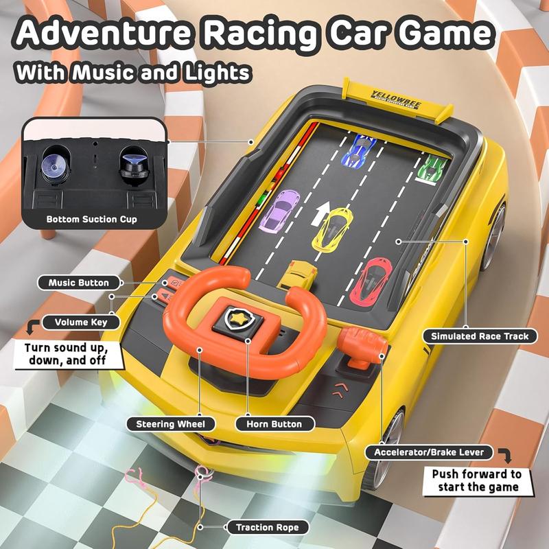 Steering Wheel Toys with Music and Light - Kids Simulation Adventure Driving Racing Car Game, Educational Musical Car Toys with Suction Cups for Boys Girls Birthday Xmas Gifts 3 4 5 6 Year Old