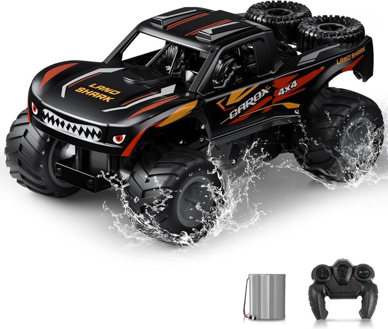 Carox 1:16 scale amphibious RC car truck, 2.4GHz shark monster truck, waterproof RC truck, all terrain off-road vehicle, pool toy water toy