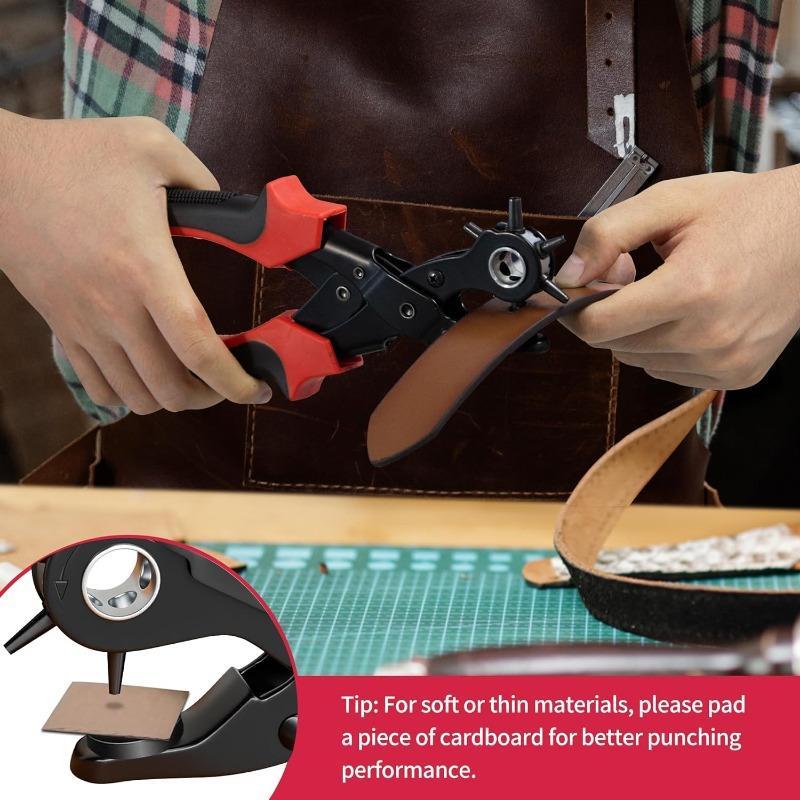 Multi-application Rotating Punching Tool Kit, 1 Set Double Lever Design Leather Punching Tool, Heavy-duty Rotating Punching Machine, Professional Hand Tool