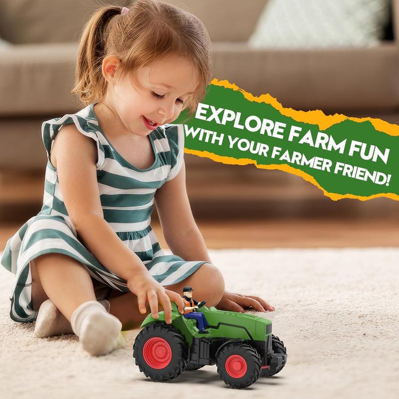 Remote Control Tractor Toys for Kids 3-5, RC Tractor Toy with Farmer & Light,1:24 Scale, Rechargeable Farm Toy Tractor for Toddler Toy Set Birthday Gifts for 3 4 5 Year Old Kids Boys Girls