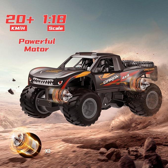 Carox 1:16 scale amphibious RC car truck, 2.4GHz shark monster truck, waterproof RC truck, all terrain off-road vehicle, pool toy water toy