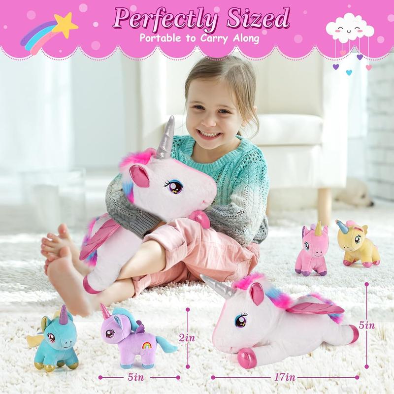 Christmas gift for girls Mommy Unicorn & 4 Baby Unicorns 5-Piece Plush Set - Perfect Gift for Girls Ages 3-8