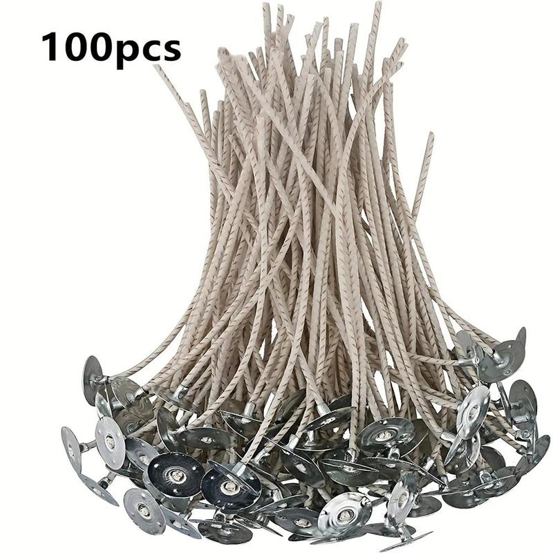 6 Inch Soy Candle Wicks, 100pcs set Candle Making Supplies, Thick Candle Wicks with Base, DIY Candle Making Supplies for Home Decor