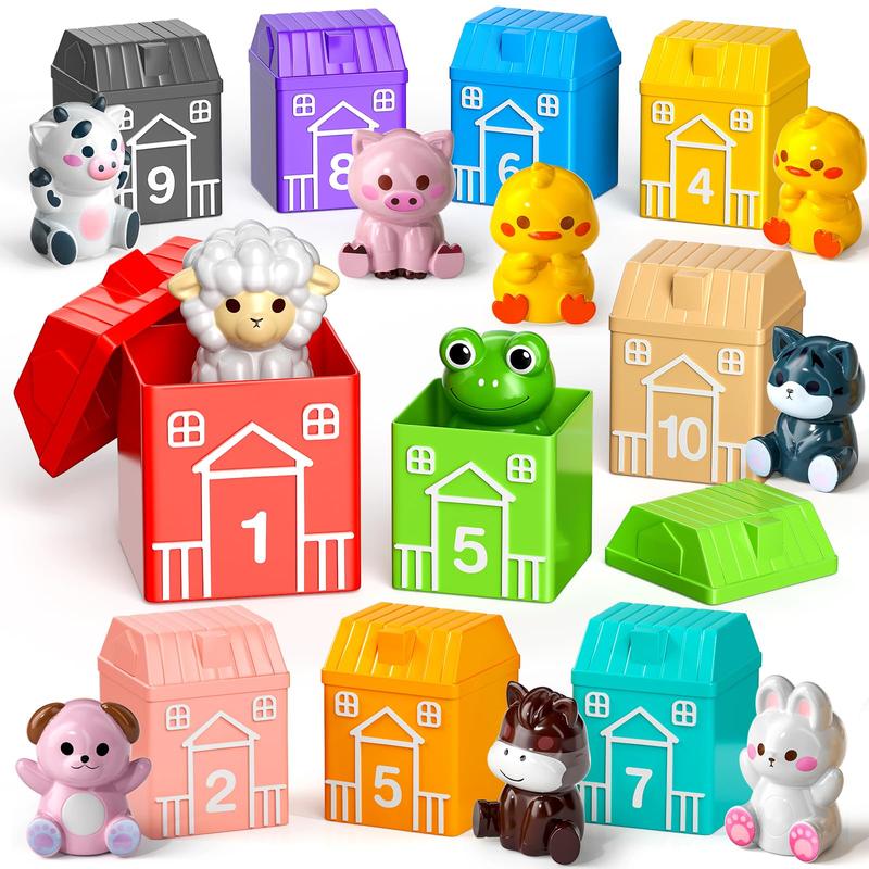 Learning Toy , 20PCS Farm Animals Toys Montessori Counting, Matching, Sorting Sensory Toys,Christmas Birthday Gifts Toys