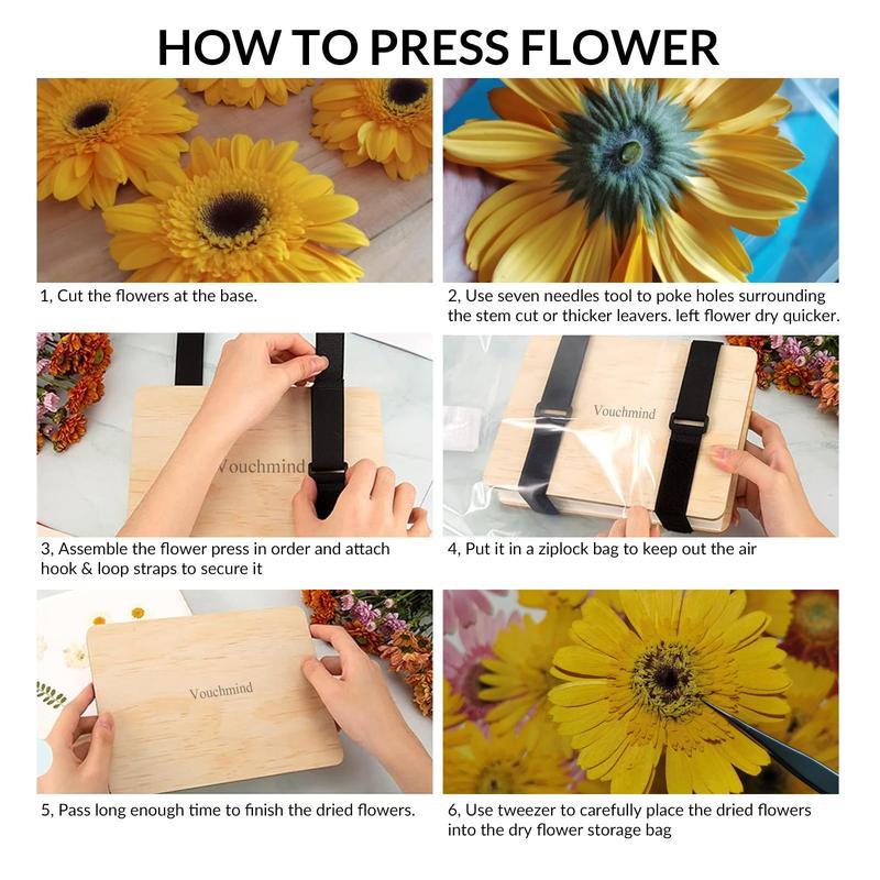 Vouchmind Flower Press Professional Flower Press Kit Large Wooden Flower Pressing kit for Adults Flower Press Leaf Pressing Kit Great Gift for Arts and Crafts Lovers (6 Layers 6.3