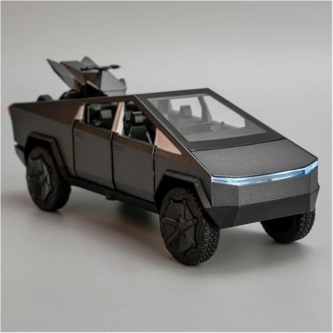 1:32 Scale Tesla Cybertruck Toy Pickup with LED Lights, Realistic Sounds, Friction-Powered Pullback – Ideal Gift for Kids & Car Enthusiasts tesla cybertruck