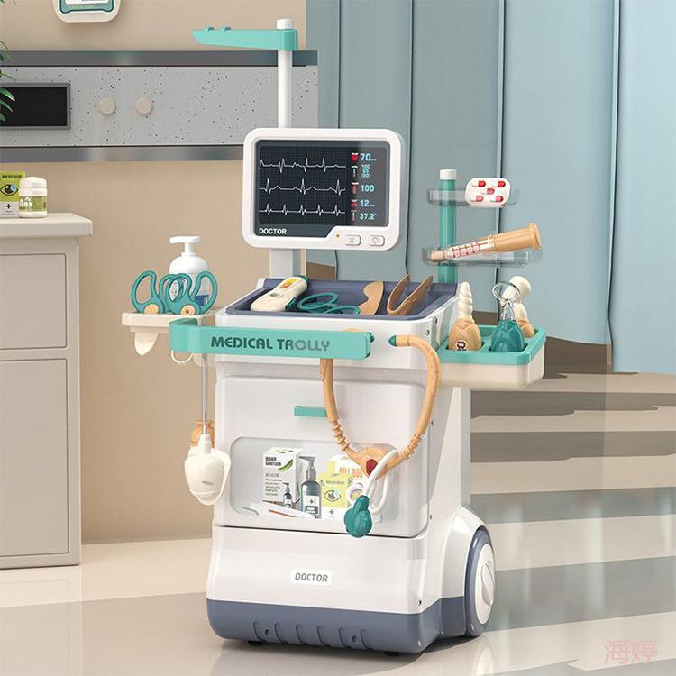 Doctor Kit for Kids 3-5 Years Old - 26 Piece Pretend Play Toys Toddler Mobile Medical Cart with Sound and Light Functions Perfect for Christmas Birthday Gift，Role-playing toy simulation medical equipment treatment table stethoscope and medical toy set