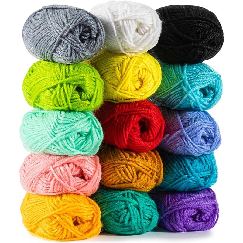 Yarn, 15x20g, acrylic yarn for crochet, soft knitting yarn for crafts, multi-color yarn skeins for crochet, DIY yarn bulk for crafts knitting yarn scarf, gift for adult beginners