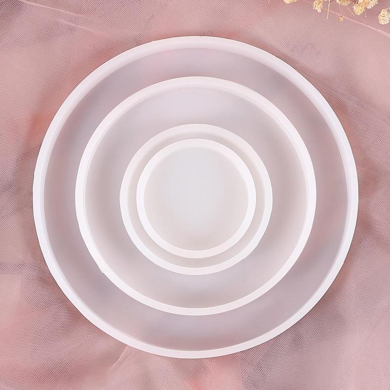 4pcs Round Plate Mold, Epoxy Resin Molds For DIY Resin Coasters, Candle Holders, Home Decoration