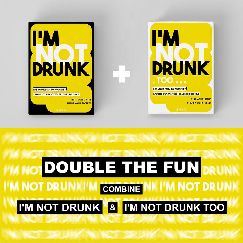 I'm Not Drunk & Too Drinking Game Set, 2 Boxes Party Drinking Game Card, Hilarious Unforgettable Drinking Card Game, Share Your Secrets, Laughs Guaranteed, Test Your Limits, Party Game Supplies