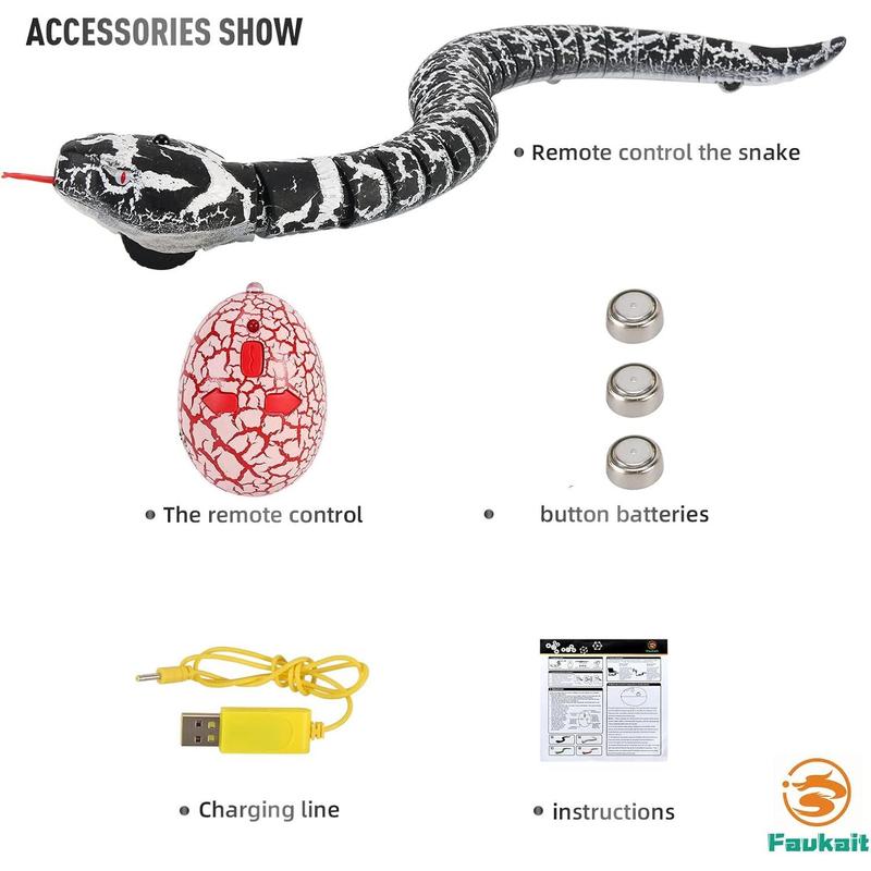 Remote Control Snake Toy RC&Robot Electric Snake Toy Fast Moving of Fake Rattlesnake Christmas Halloween Toys Party Favor Gifts Joke Prank for Kids Boys(Black)