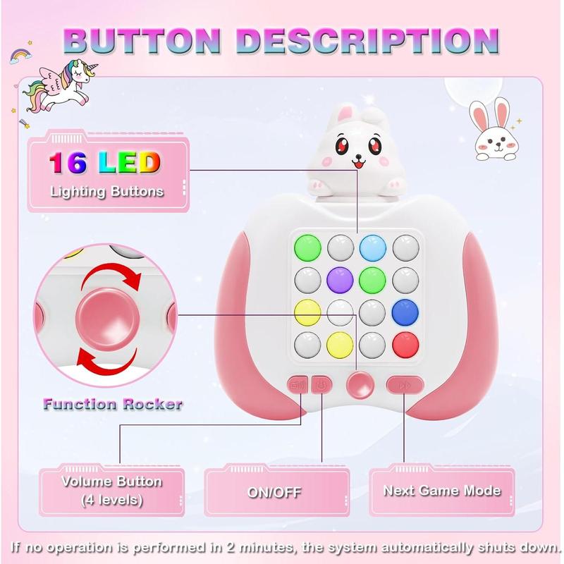 Quick Push Fidget Toys, Handheld Game for Kids 3-12 with 7 Game Mode, Fast Push LED Buttons Light Battle Game, Travel Games Xmas Birthday Gifts for Boys Girls Teens Adults (Rabbit)