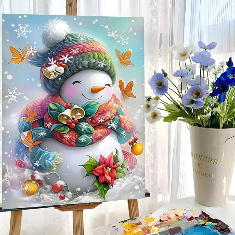 Snowman Pattern DIY Painting By Numbers Kit, 1 Set DIY Paint By Numbers Kit without Frame, DIY Wall Art Painting for Home Bedroom Living Room