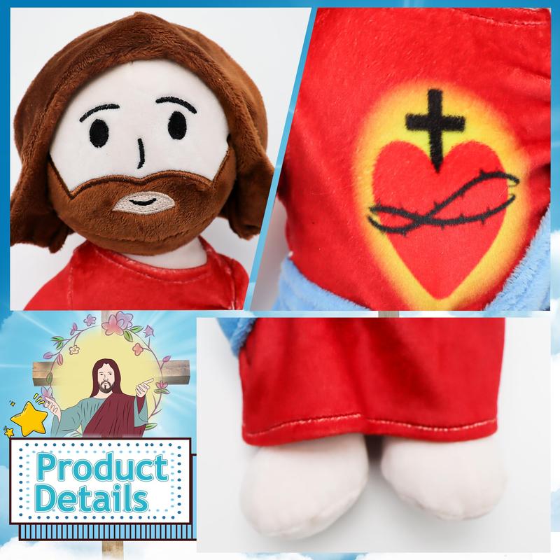 Yelakey Sacred Heart of Jesus Plush Toys Stuffed toys plushies for kids children,  Lovely Religious Gift, Christian Baptism Gift, Thanksgiving Christmas Gift