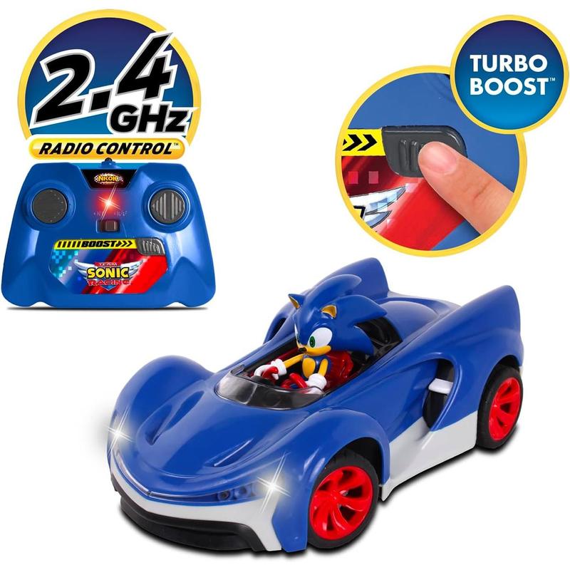 NKOK Team Sonic Racing 2.4GHz Radio Control Toy Car with Turbo Boost - Sonic The Hedgehog 601, Features Working Lights, Adjustable Front Wheel Alignment, Super Fun and Easy, Ages 6 and up