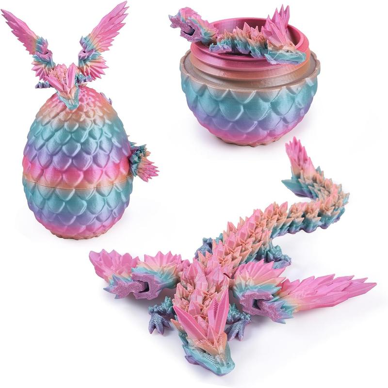 3D Printed Dragon with Wings3D Printed Dragon Egg3D Printed Dragon in Egg Movable Articulated Crystal Dragon Eggs with Dragon Inside with Wings