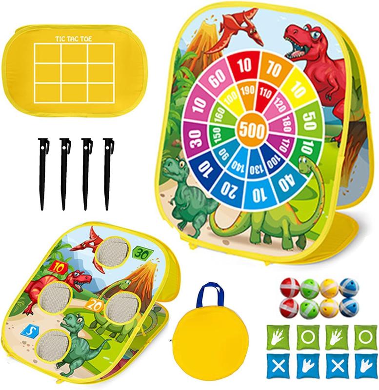 Bean Bag Toss Game-Toss Game Kit for ,Cornhole Board,Sandbag Throwing,Dart Board and Tic Tac Toe,Indoor Outdoor Throwing Games for Family Activity,Gifts for Age 3+ Years Old Girls Boys Toddlers