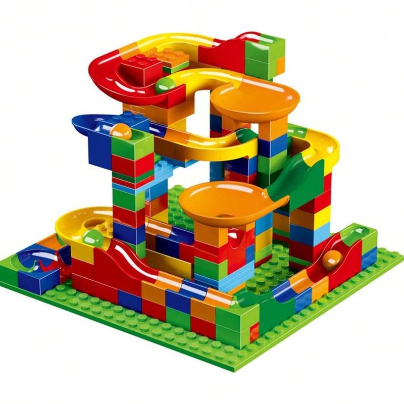 Colorful Slide Building Blocks Toy, 1 Box Small Particle Track Puzzle DIY Toy, Educational Assembly Toy for Kids