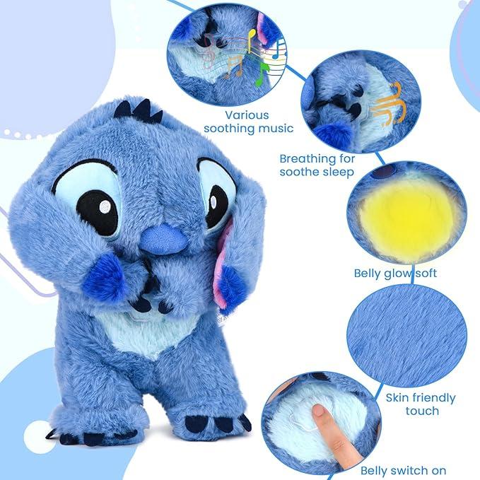 St-itch Soothing Breathing Plush Charm Toy - Your Ultimate Stress and Anxiety Relief Companion with Sensory Details, Music Lights and Breathing Rhythm, Blue