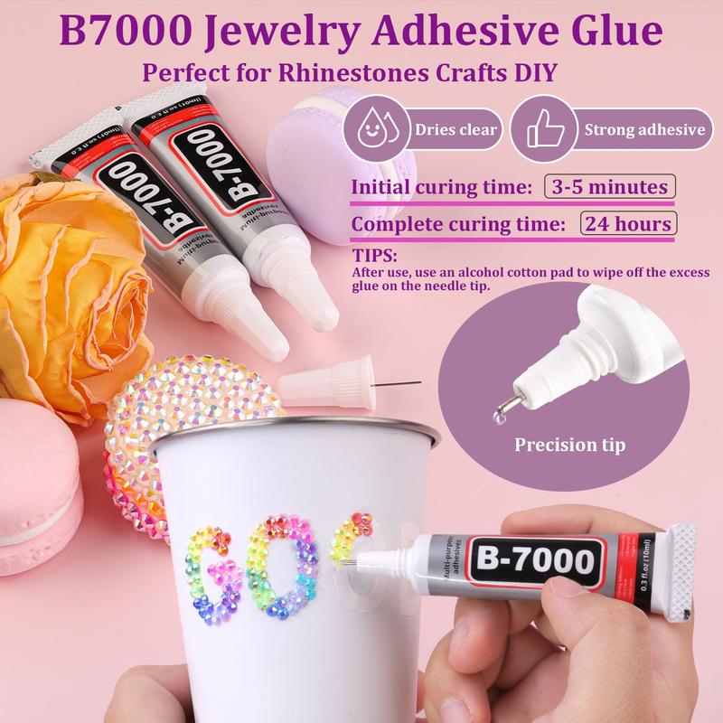 18000Pcs Resin Jelly Rhinestones for Crafting, Multicolor 3mm Flatback Rainbow Gems, Bedazzling Crystal with 3Pcs 10ml B7000 Jewelry Glue for DIY Crafts...